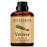 Wuvezrub Vetiver oil bottle (240ml) showing pure essential oil for aromatherapy use.