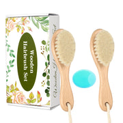 WXA wooden baby hair brush with soft goat bristles for gentle grooming