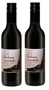 Wyldewood Elderberry concentrate bottle pour, easy to add to daily drinks.