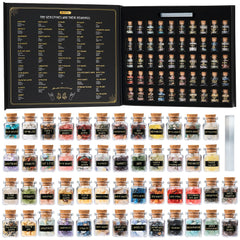Wyspell bulk crystals 50-pcs box; organized spell jar storage.
