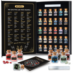 Wyspell Healing Crystals in Jars, a 30-piece kit for altar spellwork and display.