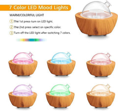 XANAPHIA diffuser showing seven color LED lights creating mood lighting