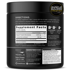 XEELA Creatine powder scoop on measuring spoon for precise dosing