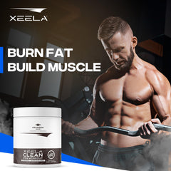 XEELA Pre Workout powder dispersion closeup shows smooth mixing.