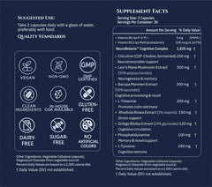 XENIVRA NATURE Synaptix label close-up showing vegan ingredients and citicoline benefits.