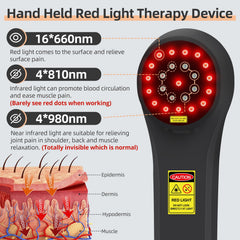 XHUIA handheld red light device side view showing compact home-friendly size.
