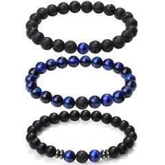 XIANNVXI blue tiger's eye beads bracelet trio set for versatile everyday styling