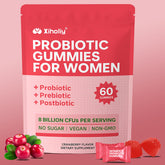 XIHOLIY Women Probiotic Gummies bottle promotes daily feminine wellness with cranberry flavor.