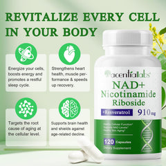 XINSZLIN NAD capsules close-up highlighting high-purity formula for energy.