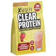 XMafia Clear Whey Isolate strawberry lemonade glass for post-workout hydration