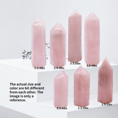 XMHOME rose quartz tower placed on a nightstand enhances bedside ambiance with gentle warmth