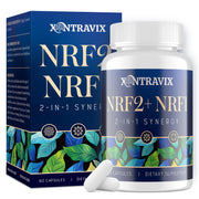 Xontravix NRF1 NRF2 bottle shows dual activation for cellular support.