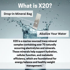 Xooma X2O minerals in a glass of water for balanced hydration