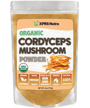 XPRS Nutra Organic Cordyceps powder bottle offers clean energy support.