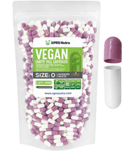 XPRS Nutra Size 0 empty capsules 1000-count container with clear shells for precise filling.