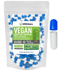 XPRS Nutra Size 0 empty capsules pack front, vegan shells ideal for precise DIY filling