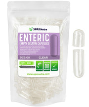 XPRS Nutra Size 00 empty capsules in a clear bottle, ideal for precise filling.
