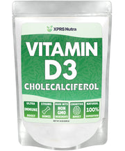 XPRS Nutra Vitamin D3 Powder bottle top for unflavored bone support.