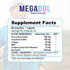 Xtreme Power Belt Megadol capsules closeup shows easy, two-capsule daily routine for mobility