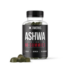 Xwerks Ashwagandha Gummies bottle shown for easy daily energy support.