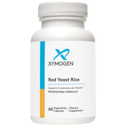 XYMOGEN Red Yeast Rice bottle highlights non-GMO patent extract for cardiovascular support