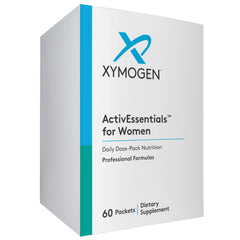 XYMOGEN ActivEssentials for Women pack bottle showing four supplements for daily wellness
