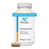 Xymogen Adrenal Essence bottle front shows daily energy support for adrenal health.