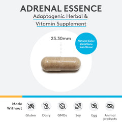 Xymogen Adrenal Essence bottle pour demonstrates easy daily dosing.