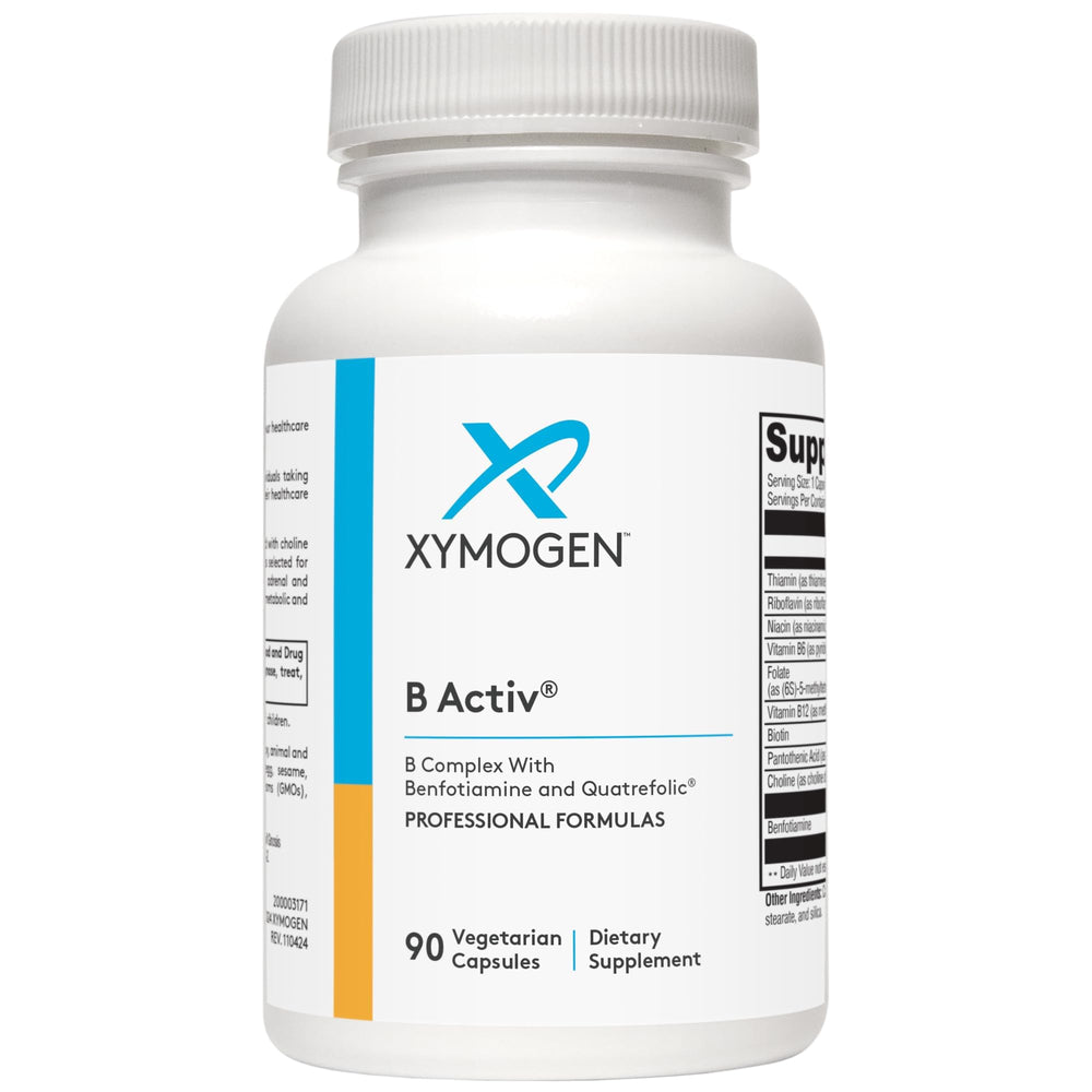 XYMOGEN B Activ bottle with capsules supports daily energy and mood in a convenient daily routine.