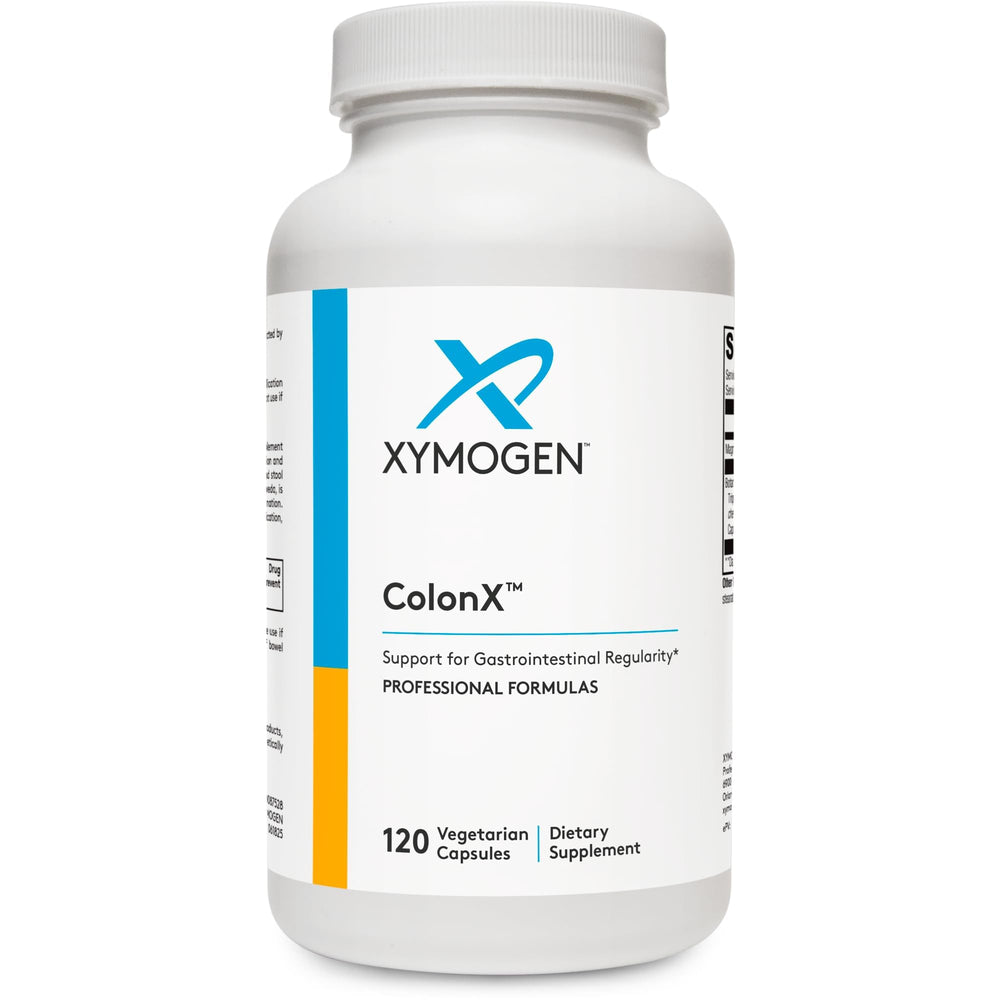 XYMOGEN ColonX bottle front showing digestive support formula for daily GI regularity