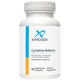 XYMOGEN Cytokine Balance bottle front shows antioxidant support and detox potential.