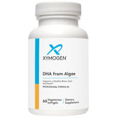 XYMOGEN DHA from Algae softgels bottle showing vegan omega-3 option for daily use