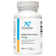 XYMOGEN DHEA 10 mg tablet closeup highlighting micronized formula for absorption.