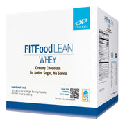 XYMOGEN Fit Lean Whey chocolate packet close-up for post-workout recovery.