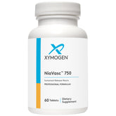 XYMOGEN NiaVasc 750 bottle front highlighting easy packaging for time-release niacin