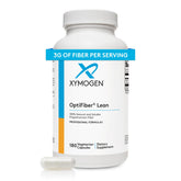 XYMOGEN OptiFiber Lean bottle front showing daily fiber support for digestion.