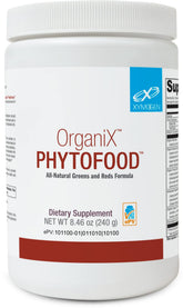 XYMOGEN OrganiX Phytofood tub for daily greens and reds nutrition.
