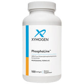 XYMOGEN PhosphaLine bottle closeup showing PPC concentrate for liver support