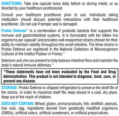 XYMOGEN Probio Defense label nutrition highlights 10 billion CFU per capsule.