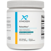 XYMOGEN RelaxMax drink mix tub on display for quick mood support.