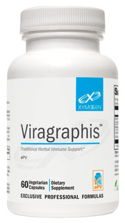XYMOGEN Viragraphis bottle front promotes fast-acting immune support and respiratory balance