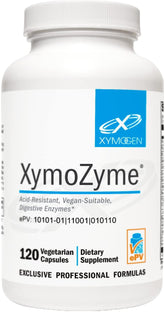 XYMOGEN XymoZyme bottle shown for convenient daily digestion support