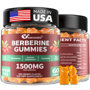 YAAHARO Berberine Cinnamon Gummies bottle pour showing convenient daily use with potential immune support