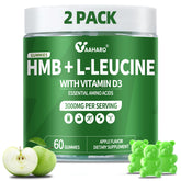 YAAHARO HMB Leucine gummies bottle with 2-pack, supports post-workout recovery.