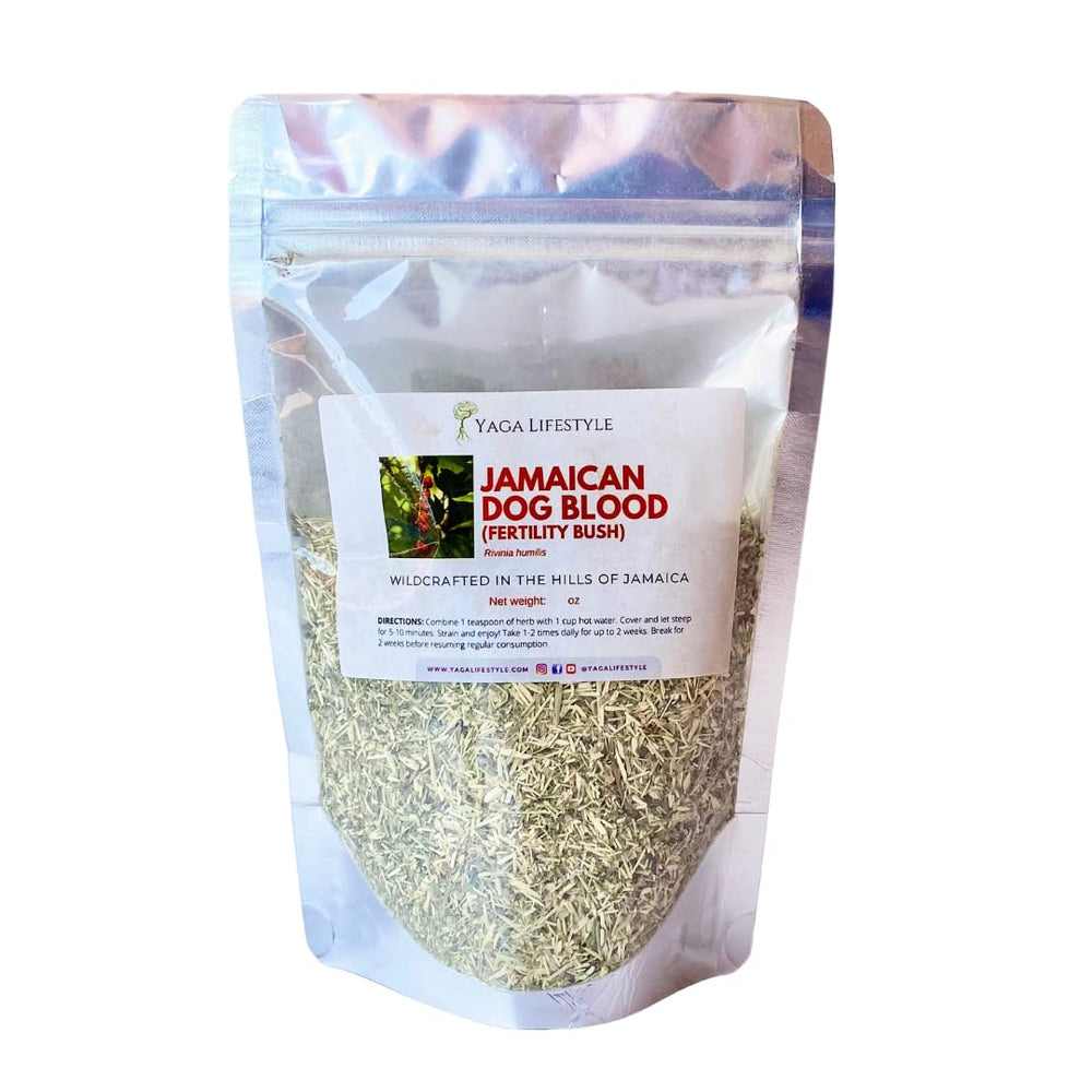Yaga Lifestyle Jamaican Dog Blood Bush leaf closeup for reproductive health support