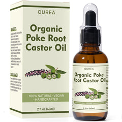 Yakucho poke root castor oil bottle ready for massage and skin nourishment.