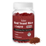 Yalei bottle showing red yeast rice and CoQ10 for daily heart wellness.