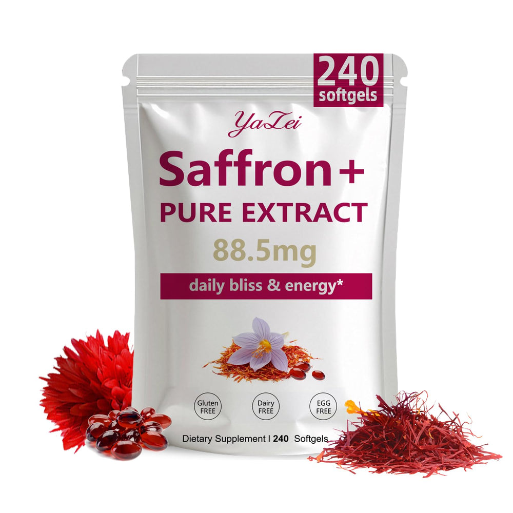 Yalei saffron extract bottle presents vegan capsules for daily energy and mood support.