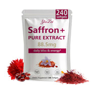 Yalei saffron extract bottle presents vegan capsules for daily energy and mood support.