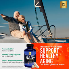 YAM Health Liposomal NAD capsules close-up emphasizes high absorption and quality
